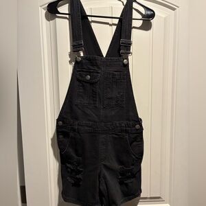 Black Denim Overalls